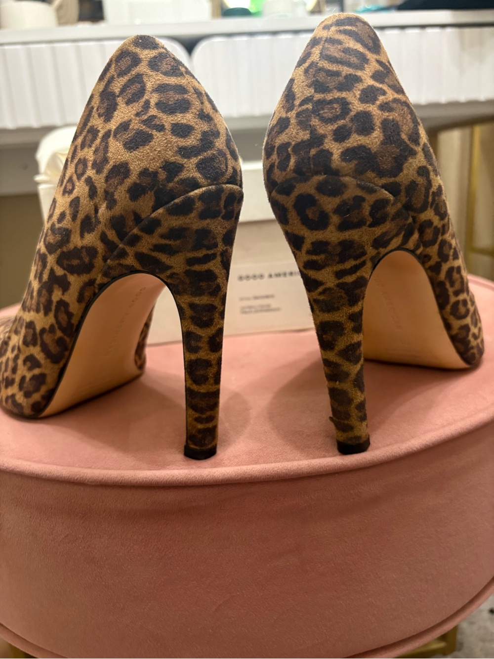 Good American Leopard-Print Pointed Toe Stiletto Heels - Brown/Black - Picture 5 of 7